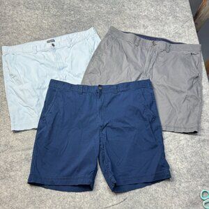 St Johns Bay Shorts Mens Size 44 Gray Blue Cotton Stretch Chino Canvas LOT of 3